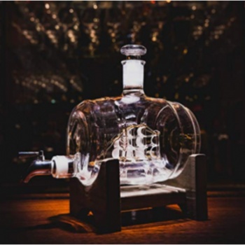 帆船酒桶造型玻璃工藝酒瓶創意玻璃個性白酒瓶異形玻璃工藝酒瓶威士忌醒酒器