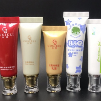 定制PE塑料軟管柔光素顏粉底液化妝品包裝軟管 塑料包裝軟管 金色蓋