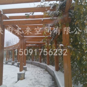 西安仿古廊架，實木廊架，景觀廊架，中式廊架