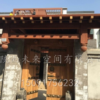 西安仿古門頭 實木門頭 仿古裝飾 古建門頭