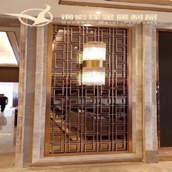 高端定制304不銹鋼屏風 酒店隔斷玫瑰金屏風