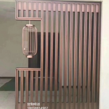 不銹鋼屏風玫瑰金隔斷雕花玄關酒店花格格柵