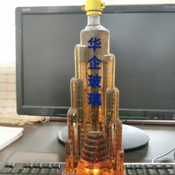 迪拜塔造型玻璃酒瓶創意手工威士忌酒瓶哈利法塔xo玻璃洋酒瓶吹制玻璃異形酒瓶
