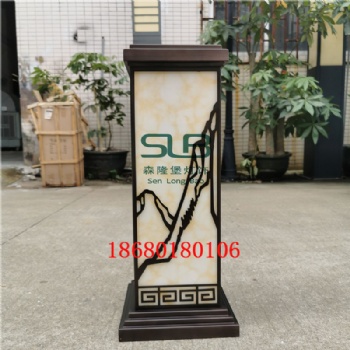 深咖色草坪燈防水拉絲小區矮地燈新中式庭院綠地柱頭燈