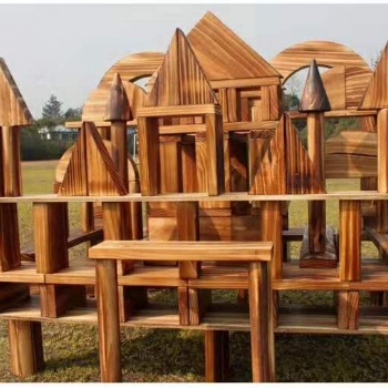  幼兒園戶外大型建構(gòu)碳化積木防腐火燒木500件室外松木 實(shí)木
