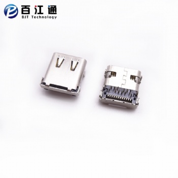 type-c24P母座/板上臥式前插后貼type-c24P母座/四腳插板/華為快充