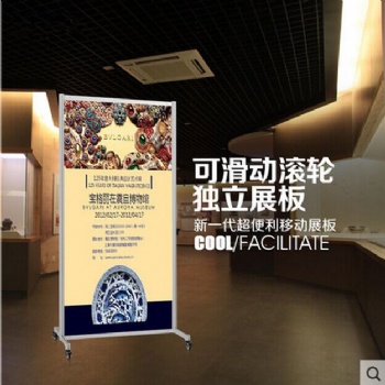 廠價帶滑輪可移動八棱柱展板,書畫展板,帶底座展覽屏風展板