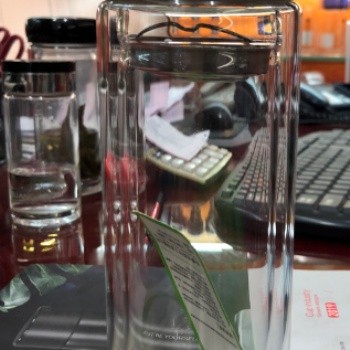 西安雙層玻璃杯 帶濾網(wǎng)便攜式帶提繩泡茶杯子，銀行采購(gòu)禮品杯印字