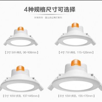 雷達筒燈 感應(yīng)筒燈 3寸智能筒燈 一體式感應(yīng)過道燈 嵌入式過道燈