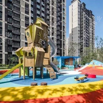 兒童活動景觀游樂設(shè)施 小區(qū)戶外滑梯游樂設(shè)施 親子樂園木質(zhì)樹屋滑梯