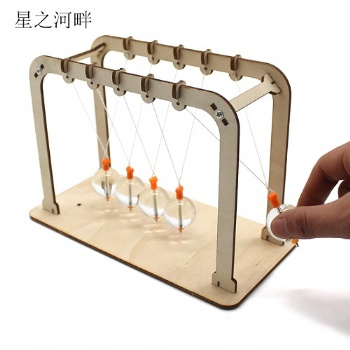 創意減壓牛頓擺 永動球學生科技小制作發明DIY手工木質拼裝擺件