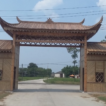 竹制亭子長廊廠家，四川做竹子門頭牌坊的，竹制品定制銷售
