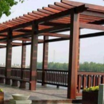 小青瓦長廊，防腐木長廊，公園景區休閑長廊施工
