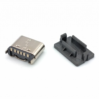 TYPE-C 6P母座 立式180度貼板 短體6.8mm插板3.1連接器母頭