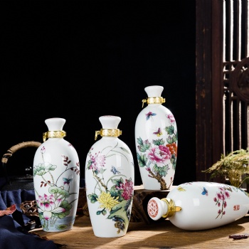 景德鎮陶瓷酒瓶1斤裝梅蘭竹菊散裝酒具4瓶裝白酒空酒瓶 陶瓷帶盒