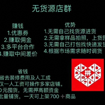 拼多多無貨源店群采集軟件，小象群控軟件上貨助手貼牌招商