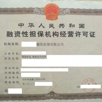 山東融資擔保公司轉讓價格