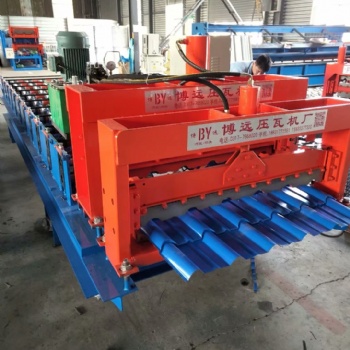 河北博遠定制800琉璃瓦彩鋼壓瓦機_竹節(jié)琉璃瓦壓瓦機