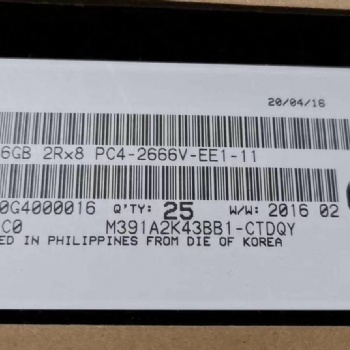 M391A2K43BB1-CTD三星全新原廠16G 2RX8 2666V 純ECC服務器內存