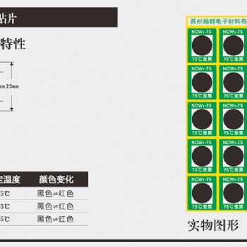 NCW1-75度可逆型變色測溫貼片/測溫貼/溫度紙單格測溫紙 整版25片