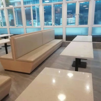 茶餐廳沙發(fā)卡座定制 板式皮革軟包卡座 防火板卡座廠家