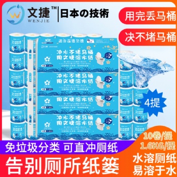 杭州文捷溶水衛生紙卷筒紙沖水紙溶水紙廁紙有芯紙1600克4提