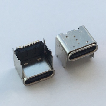 3.1TYPE-C母座 16P墊高4.3mm 單排貼片四腳 H=7.76mm