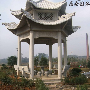 雙層仿古石亭子磊泰園林石雕涼亭公園小區裝飾石亭