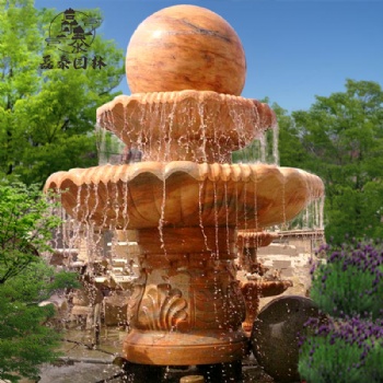 曲陽石雕噴泉歐式水缽噴泉磊泰園林定做球噴泉