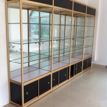 樣品柜辦公室產品化妝品展示柜商業玻璃展柜定做鈦合金展示架