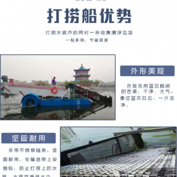 水葫蘆打撈船 滸苔打撈船 水浮蓮打撈船 湖面垃圾清理船