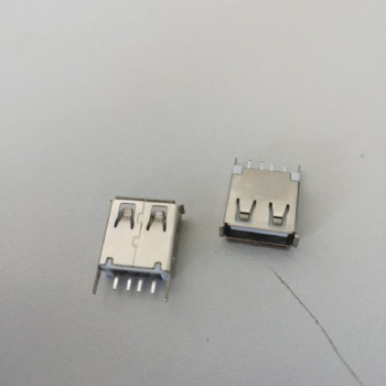 USB 2.0 A母 直插 卷邊H=13.7 白膠 藍膠