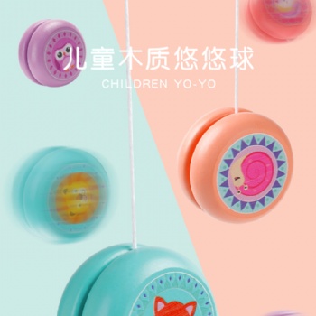 貝有趣玩具批發兒童木質悠悠球卡通動物溜溜球花式回旋yoyo球經典懷舊玩具球禮物