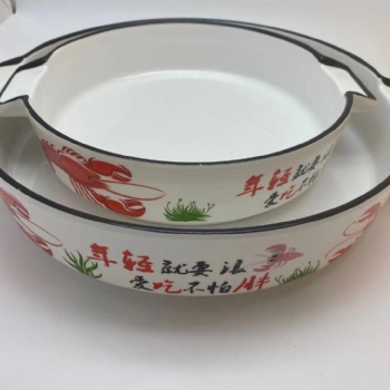 上海壹粵密胺雙耳龍蝦盤，白色龍蝦盆餐具廠家