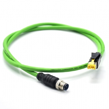 M12 D扣轉(zhuǎn)RJ45全屏蔽連接器 profinet百兆電纜