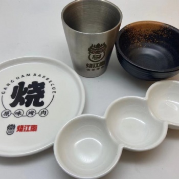 壹粵密胺烤肉餐具，燒江南杯碗碟盤烤肉套裝，燒江南定制