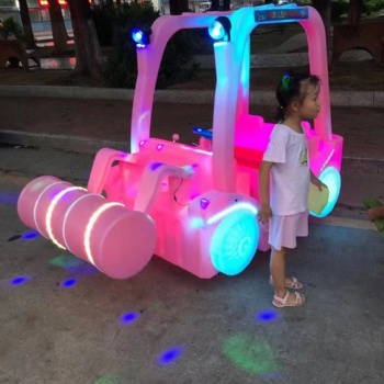 廣場(chǎng)兒童游樂場(chǎng)夜市擺攤通體發(fā)光碰碰車壓路機(jī)定時(shí)游樂車
