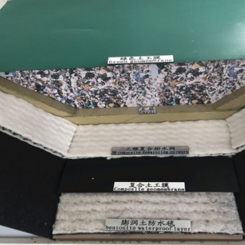 垃圾填埋場(chǎng)使用城建防滲土工膜、聚酯長(zhǎng)絲土工布、三維復(fù)合排水網(wǎng)與GCL防水毯