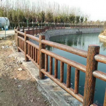 水泥仿樹護欄廠家景區河道公園仿古防護欄可定制水泥欄桿