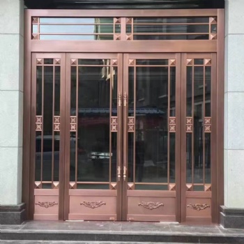 西安玻璃銅門制作廠家 歐式銅玻璃門價格