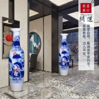 贈送瓷器大花瓶禮品，2米落地手繪大花瓶擺件酒店開業饋贈