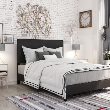 King Size Black Simplicity Upholstered Bed