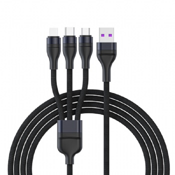 新款上市新款鋁合金布編**快充一拖三數據線1.2M智能手機適用車載