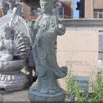 石雕如來佛祖圖片 石雕釋迦牟尼佛與二脅侍菩薩像 石佛像
