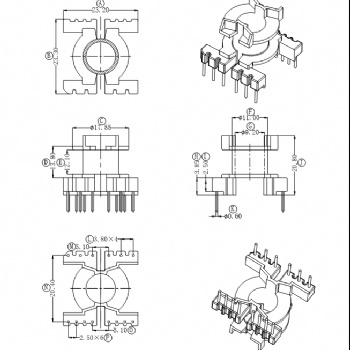 HXH-PQ2020矮款立式6+8高頻變壓器電木骨架