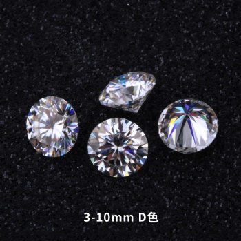 梧州寶石人工圓莫桑石八心八箭切割D色 0.7mm-2.8mm小圓形直播仿真配石