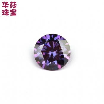 華莎出品紫羅蘭圓形莫桑石裸石 梧州工廠批發珠寶工藝品1-3克拉