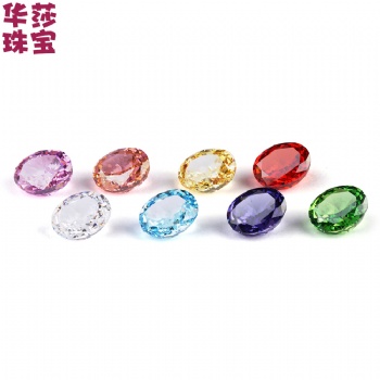 現貨批發**級彩色橢圓形鋯石配件 冰花切鋯石/高碳鉆DIY飾品配件