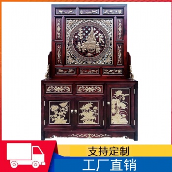 實(shí)木玄關(guān)帶柜創(chuàng)意繪畫雕刻描金貼金工藝美術(shù)家具客廳滿洲窗玄關(guān)