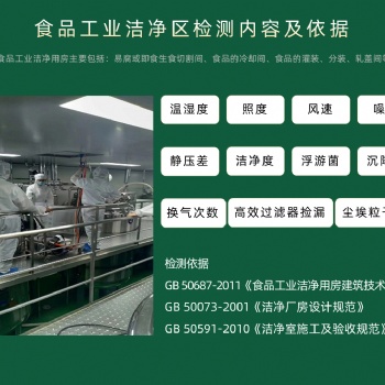 食品廠生產加工車間潔凈環境檢測